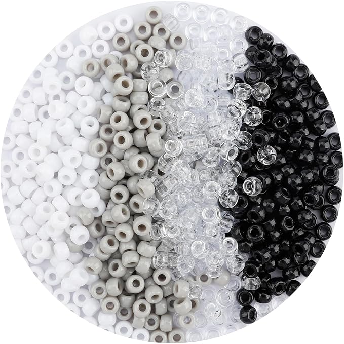 1100pcsPony Beads,Friendship Bracelet Beads,Halloween Beads,Assorted Beads,Pony Beads for Bracelets,Beads for Braids,Cool Beads,Bulk Beads for Jewelry Making,Mixed Beads,Black White Beads