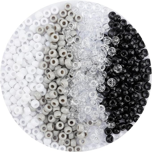 1100pcsPony Beads,Friendship Bracelet Beads,Halloween Beads,Assorted Beads,Pony Beads for Bracelets,Beads for Braids,Cool Beads,Bulk Beads for Jewelry Making,Mixed Beads,Black White Beads