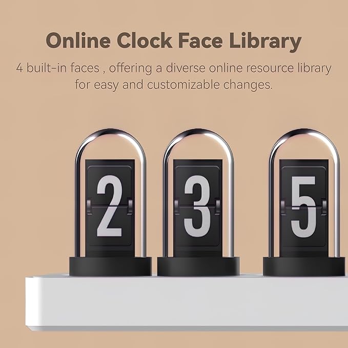 Nixie Tube Clock Glow Tube Clock IPS Color Screen Digital Clock with 6 Sets of Alarm Clocks, 7 Modes, 12 Customized Pictures, Web Control, no app Required (White B)
