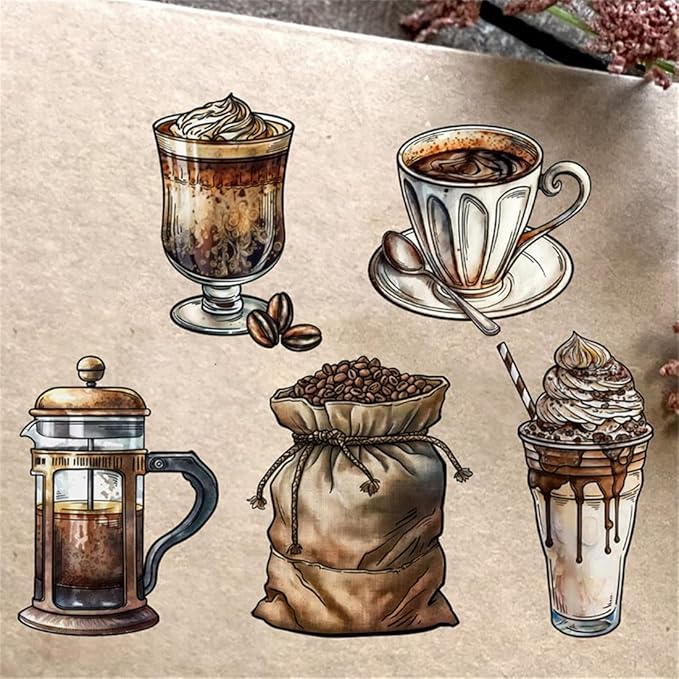 Coffee Beans Cup Stamps and Cutting Dies for Card Making DIY Transparent Silicone Clear Stamp and Metal Die Cuts Sets for Scrapbooking Paper Greeting Cards Decor Seals Craft Supplies