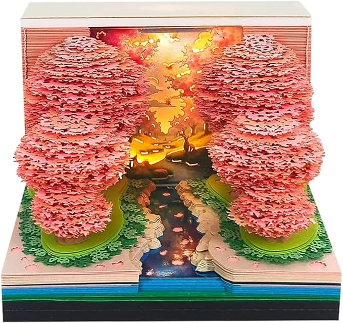 Time Piece Calendar 2026,3D Tree Tear-Away Memo Pad Creative Desk Calendars,3D Notepad Paper Carving Art Sticky Notes,3D Calendar 2026 Suitable for Room and Office Desktop Decoration
