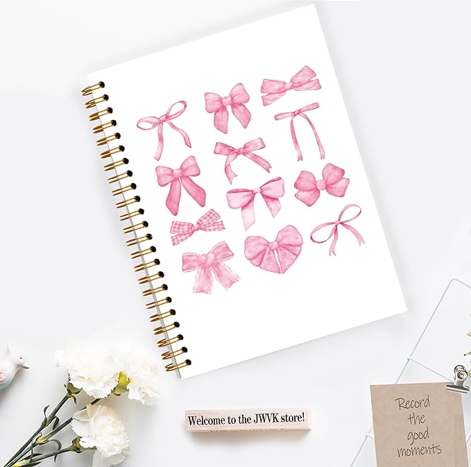 Coquette Bow Y2K Notebook, Pink Girly Trendy Funky Disco Ball Spiral Notebook 5.5x8.3, Preppy Aesthetic Journal for Women, Coquette Office Supplies, Spiral Journal