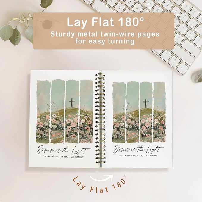 Bible Notebook for Women,Christian Gifts,Spiral Bible Jesus Notebook for Note Taking is the Light Christian Notebook, Church Notes Journal,Scripture Notebook for Church Notes, A5 Spiral Hardcover 5.5x8.3"