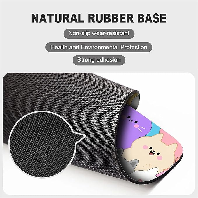 Square Mouse Pad Rainbow Cat, Personalized Premium-Textured Custom Mouse Mat Design, Washable Mousepad Cloth, Non-Slip Rubber Base Computer Mouse Pads for Wireless Mouse