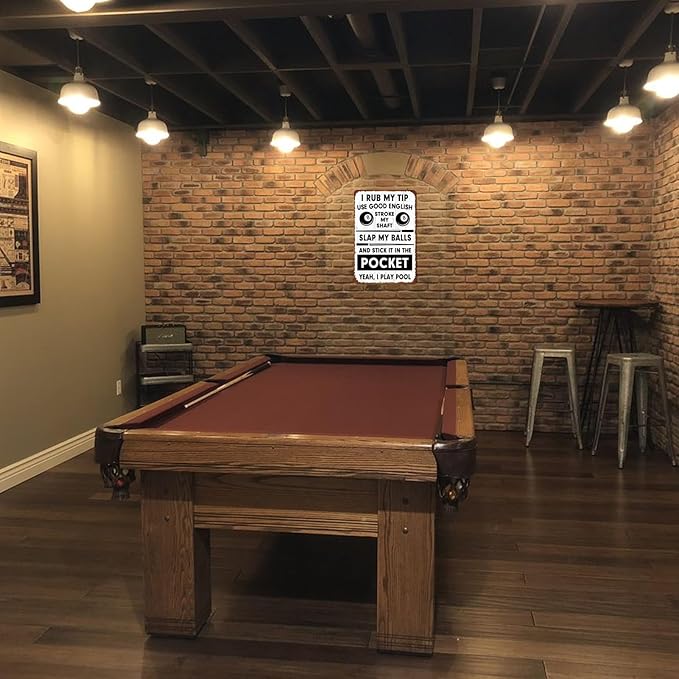 Billiards Metal Sign Pool Table Accessories Mens Decor for Room Pool Billiard Posters Retro Funny Billiards Tin Signs Pool Player Gifts Billiard Wall Art Birthday Decorations 8x12 Inch