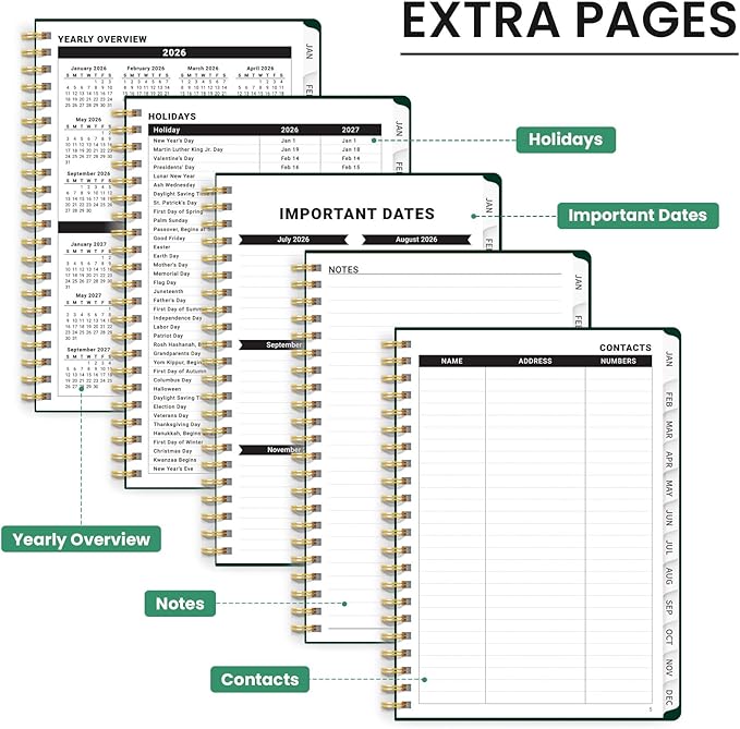 2026 Planner, Weekly and Monthly Calendar Planner for Women, Jan 2026 - Dec 2026, Hardcover Planning Agenda book with Tabs, Spiral Bound, Inner Pocket, Perfect for School Office Supplies, 8.5" x 11" - Butterfly