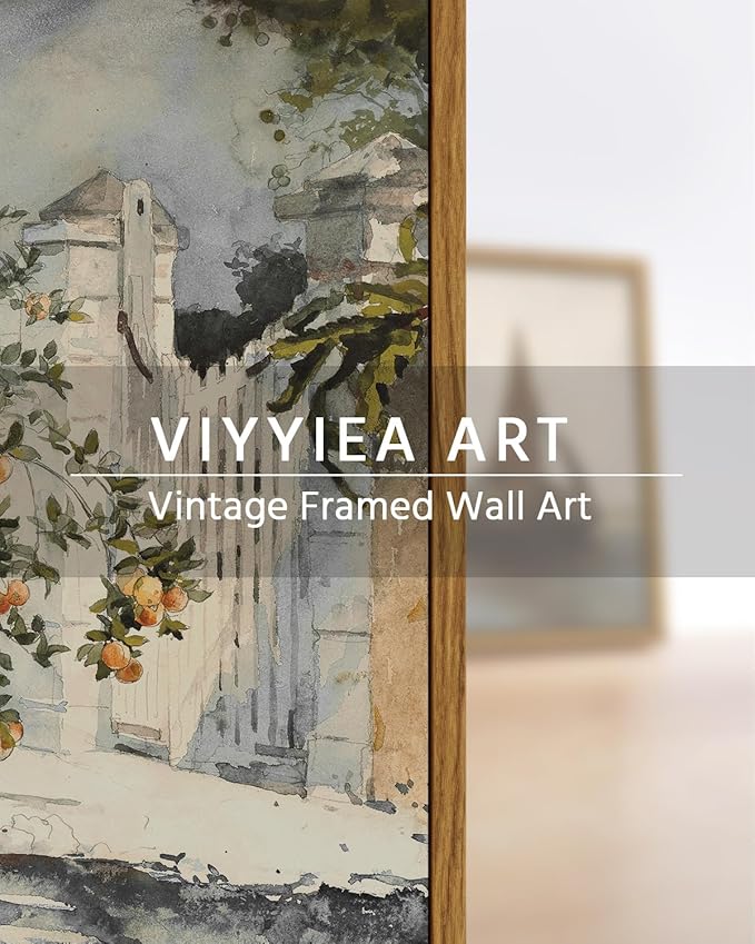 VIYYIEA Framed Canvas Wall Art Vintage Decor, Country Orange Trees Earthy Room Decor Aesthetic, Kitchen Living Room Bedroom Bathroom Rustic Farmhouse Art, 11"x14"