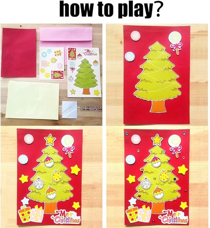 QIAONIUNIU Card Making Kits DIY Handmade Greeting Card Kits for Kids, Christmas Card Folded Cards and Matching Envelopes Thank You Card Art Crafts Crafty Set Gifts for Girls Boys