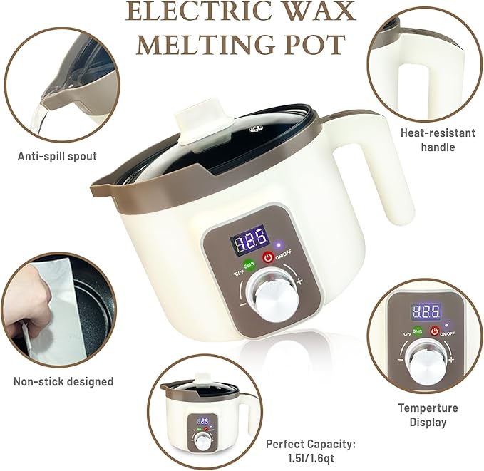 LFISGNN DIY Complete Candle Making Kit with Smart Wax Melter, Candle Making Supplies and Packaging Supplies Full-Set Kit for Making Candles for Art & Craft