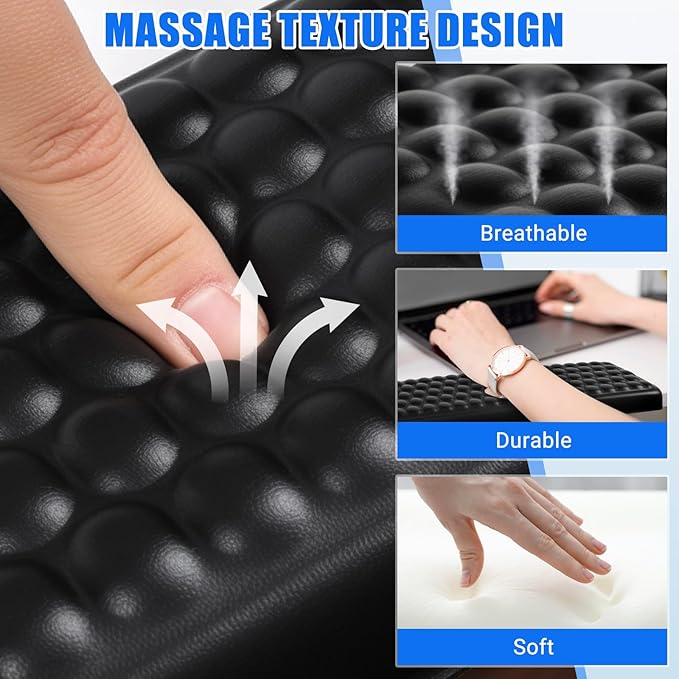 L-Shaped Desk Elbow Pad，Arm Rest for Desk 2-Piece Ergonomic Wrist Rest with Non-Slip Base Memory Foam Elbow Support Padding for Computer Keyboard, Office and Home (Leather)