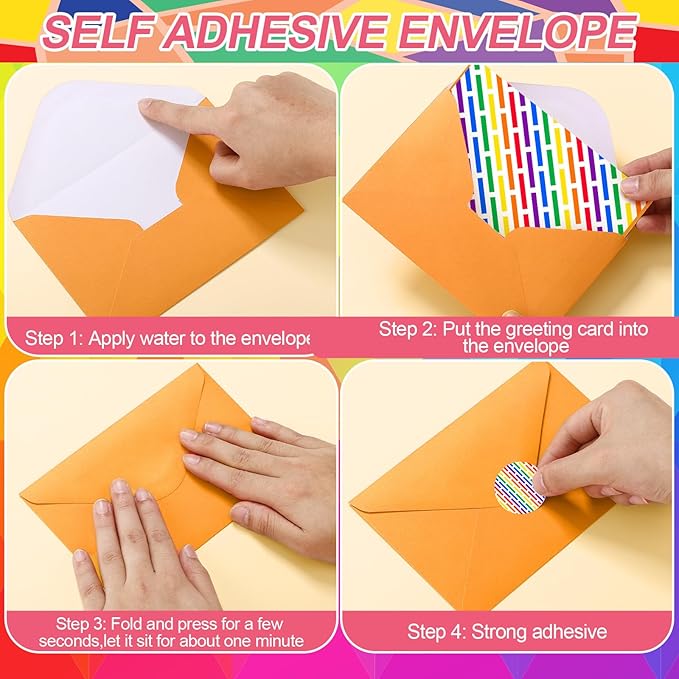 100 Pcs Blank Cards with Envelopes 4x6, Bright Patterns Blank Greeting Cards, 10 Designs, Ideal Stationary Set for All Occasions, Stationary with Matching Colored Envelopes and Stickers