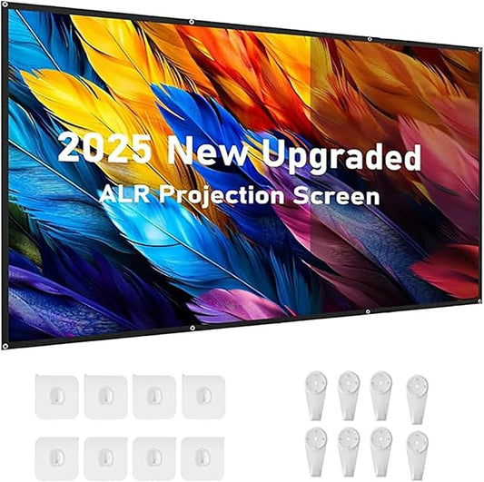 AAJK ALR Projector Screen, 4K Movie Projector Screen 16:9 HD Foldable Anti-Crease Portable Projector, Movies Screen for Home Theater Outdoor Indoor Support Double Sided Projection (80in Pro)