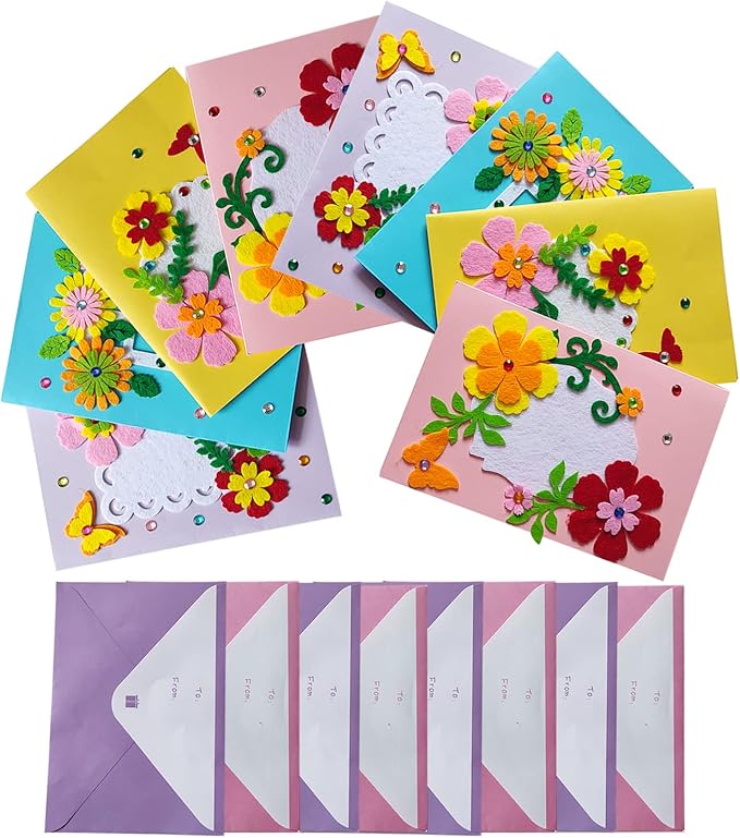 EAJASUCE 8 Set Card Making Kit, Greeting Card Making Kits, Craft DIY Handmade Card Making Supplies Thank You Cards Art Crafts for Kids Christmas Birthday