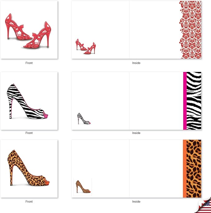 The Best Card Company - 10 Blank Note Cards for Women (4 x 5.12 Inch) - Assorted Fashion Greeting Cards for All Occasions - Gotta Lotta Sole MQ5042OCB-B1x10