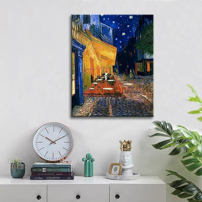 msspart Vincent Van Gogh Canvas Wall Art Cafe Terrace At Night Painting Classic Artwork Picture Print for Home Decor 12"x16"