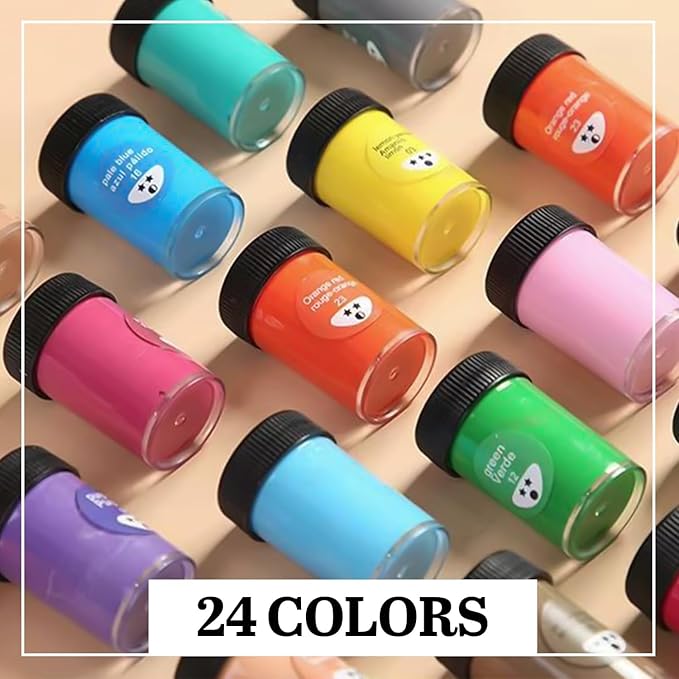 Acrylic Paint Set for Kids & Adults - Non Toxic Rich Pigments Artist Quality Great Color Jars Set for Professional Painting on Canvas, Wood, Fabric and More (24 Colors (0.8 Ounce Each)) MD-A11