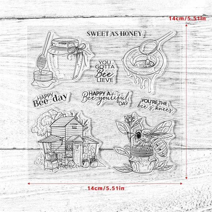Honey Wooden House Stamps and Cutting Dies for Card Making DIY Transparent Silicone Clear Stamp and Metal Die Cuts Sets for Scrapbooking Paper Greeting Cards Decor Seals Craft Supplies