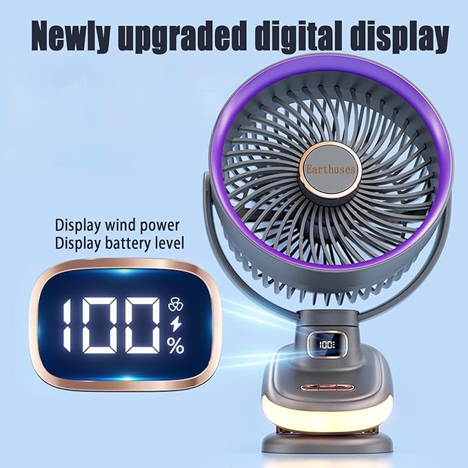 Auto Rotating Oscillating Fan for Bedroom,Portable USB Rechargeable Desk Fans Small Quiet, 5 Speed Mini Table Fan for Office,Clip on Fan for Bed,Cooling Fans for rooms,Vintage Fans for living room