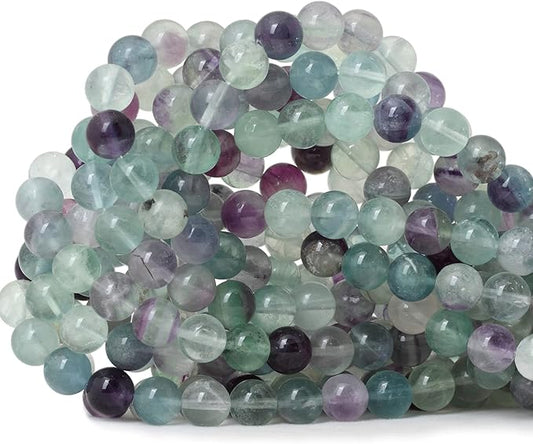 45PCS 8mm Natural Colorful Fluorite Gemstone Round Loose Beads for Jewelry Making DIY Findings 1 Strand 15"