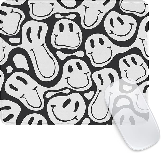 Seorsok Square Mouse Pad Cute Retro Smiley Hippie,Office Home Personalized Premium-Textured Mouse Mat Design,Waterproof Mousepad,Non-Slip Rubber Base Computer Mouse Pads for Wireless Mouse