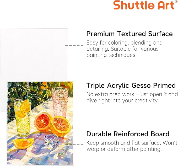 Shuttle Art Painting Canvas Panels, 36 Pack, 5x7, 8x10in (18 of Each), 100% Cotton, Primed White Canvas Boards for Painting, Blank Canvases for Kids, Adults & Artists for Acrylic and Oil Painting