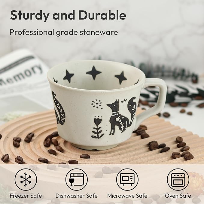 Ceramic Coffee Mug, 12 oz Novelty Unique Teacup with Handle, Stoneware Cup for Tea Mocha Latte Cappuccino Espresso (Bear)