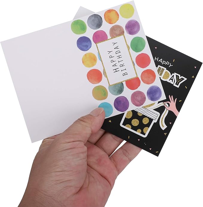 Pilipane Greeting Cards Blank Gift Paper 24Pcs Set with Envelopes and Stickers for Birthday Thank You Notes Holiday Gifts Crafting Writing Graffiti 7 x 10.5cm (happy birthday)