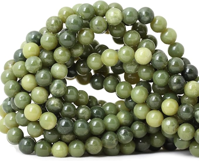 45PCS 8mm Natural Canadian Jade Gemstone Round Loose Beads Stone Beads for Jewelry Making DIY 1 Strand 15"