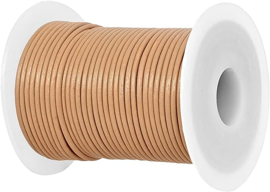 GENIQUE Real/Genuine Round Leather String Cord for Necklace, Bracelets, Jewellery, Braiding (Beige, 1.5mm)