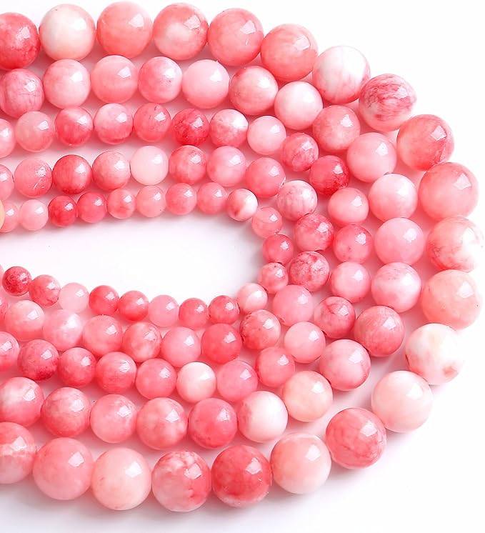 90PCS 8MM Pink Persian Jade Spacer Loose Beads for Jewelry Making DIY Bracelet Necklace 2 Strands