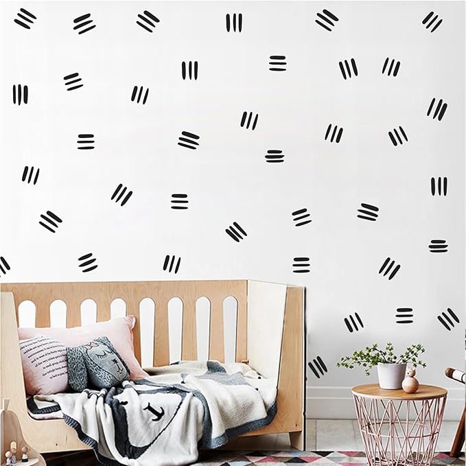 Line Wall Decals Modern Geometric Wall Stickers Black Vinyl Stickers for Wall Removable Peel and Stick Irregular Stripe Wall Murals for Nursery Kids Room Living Room Bedroom Office Terracotta Decor