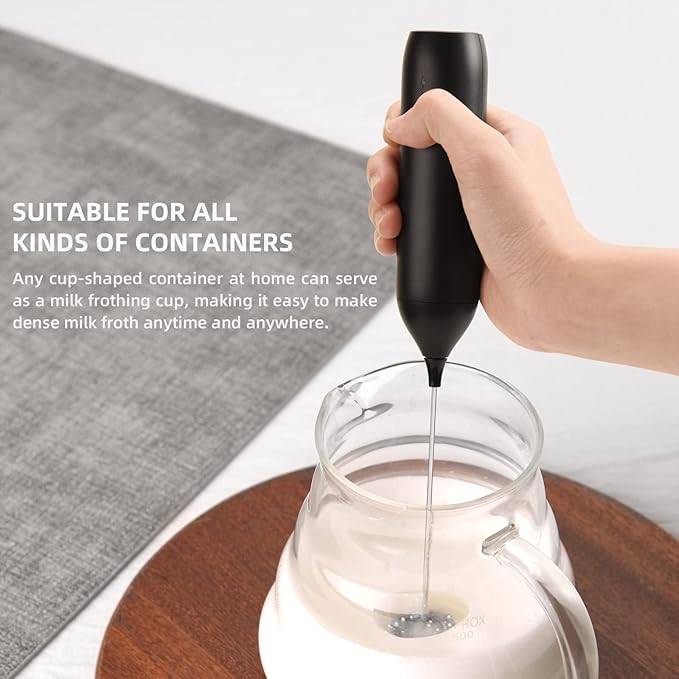 CIRCLE JOY Powerful Milk Frother Handheld with Stand Rechargeable Milk Foamer Electric Mini Drink Mixer for Coffee, Cappuccino, Lattes, Frappe, Matcha and Hot Chocolate, Black