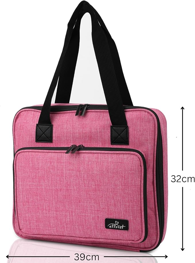 ATTERET Full Range Embroidery and Cross Stitch Starter Kit with Premium Storage Organizer Bag, Includes 99 DMC Coded Cotton Threads, 9 Metallic Floss, 3 Hoops, Needles, Scissors + More (Pink)