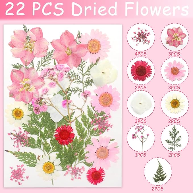Real Dried Pressed Leaves Natural Dried Leaf for Candle Resin Jewelry Soap Nail Pendant Phone Case Crafts Making Floral Decors Scrapbooking DIY (68 Pcs Real Dried Leaves Flowers)
