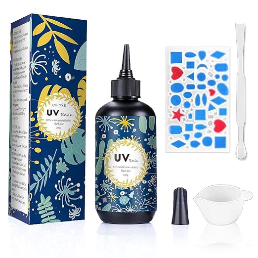 Crystal Clear Hard UV Resin Upgraded Formula Ultraviolet Fast Curing for Jewelry Making Craft Decoration Hard Transparent Glue Solar Cure Sunlight Activated Resin Casting & Coating (200g)