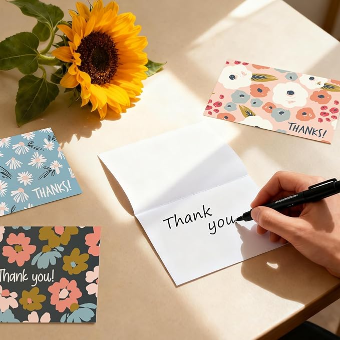 48Pcs Thank You Cards with Envelopes and Stickers for Weddings, Bridal Shower, Baby Shower, Small Business
