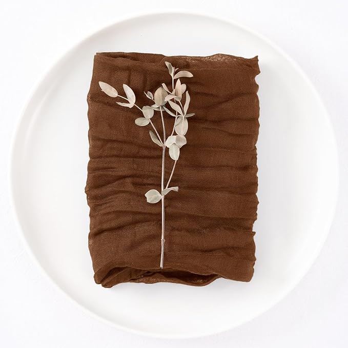 20 Pack Brown Cheesecloth Napkins Tan Spring Cloth Napkins Set of 20 Marron Dinner Napkins Bulk 21x21 Inches for Wedding Bridal Shower Baby Shower Valentine's Day