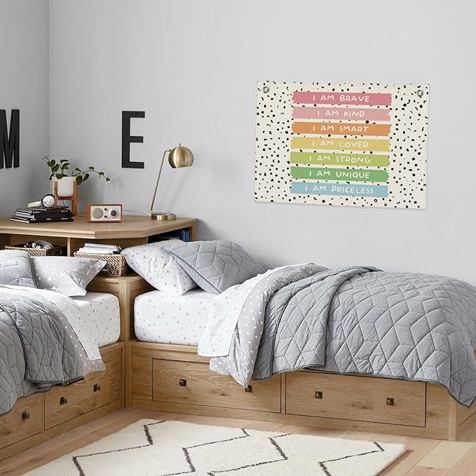 Positive Affirmations Wall Decor, Calming Corner Toddler Reading Nook for Kids, Inspirational Canvas Banner Wall Hanging Banner Flag Decor for Classroom Homeschool Decor