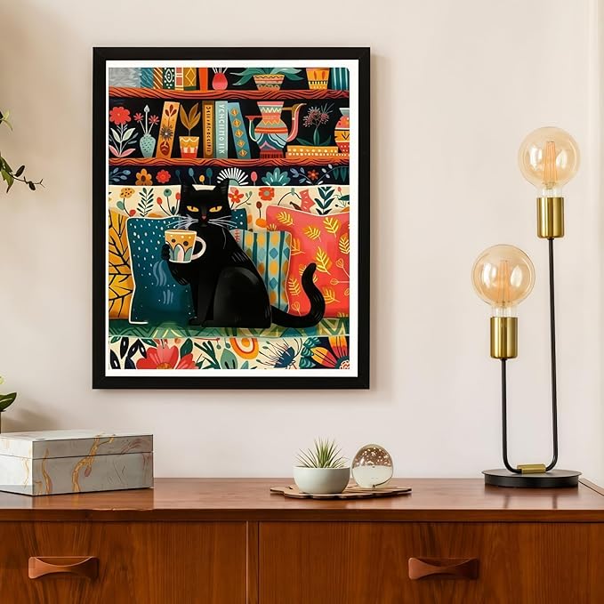 Black Cat Paint by Numbers Kit for Adults Beginner, Animals Oil Painting Kit Adult Paint by Number Kits on Canvas DIY Acrylic Watercolor Easy Paint by Numbers Canvas for Home Wall Decor 16X20inch