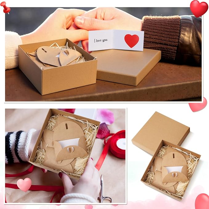 60 Set Mini Love Notes for Him Her with Envelope Valentines Day Gift Card Holder Mini Card with Envelope Long-Distance Relationship Gift for Him Her(4.1 x 2.8 Inch,Kraft,Brown)