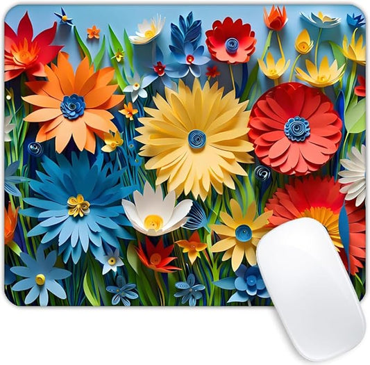 Square Mouse Pad Colorful Flowers,Gaming Mouse Pads for Desk,Soft Computer Waterproof Non-Slip Mouse Mat