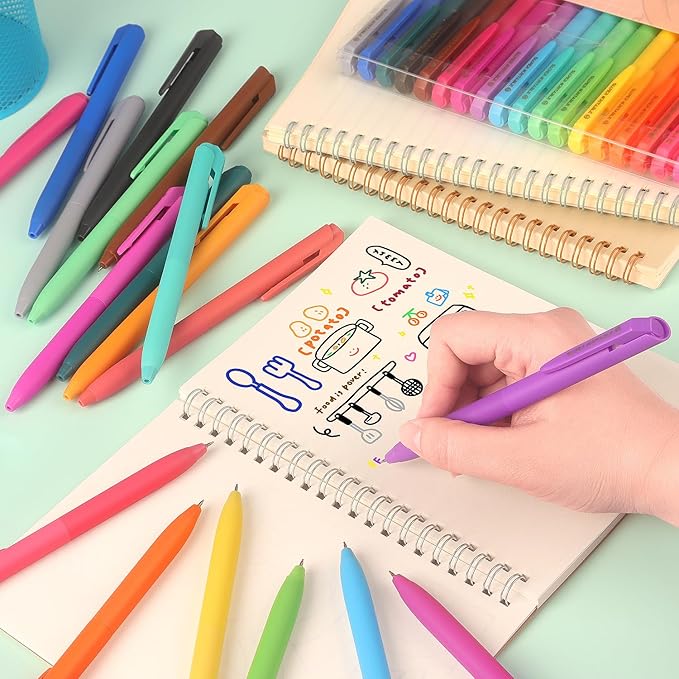 Bribobo Colored Gel Pens, 0.5mm Quick Dry Fine Point Smooth Writing Colorful Pens for Note Taking and Journaling, 18 PCS