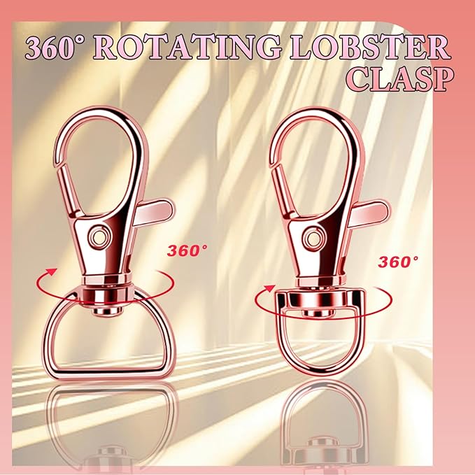 Teenitor 524PCS Key Chain Making Kit, Keychain Making Supplies Rose Gold Keychain Craft Supplies Key Chain Clips, Key Rings and Jump Rings for Jewelry Lanyard