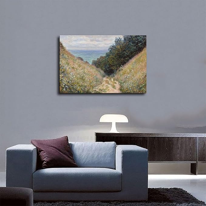 40+ Monet Famous Print Posters Road at La Cavée, Pourville by Claude Monet Impressionism Poster Print for Room Aesthetics Canvas Wall Art Print Unframe 12×18inch(30×45cm)