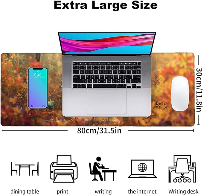 Colorful Alpaca Gaming Mouse Pad, Office Desk Mat, Anti-Slip Rubber Base Cool Aesthetic Mouse Pads for Computer Laptop Keyboard School Home Desktop Gamer Home Accessories Decor 31.5" x 11.8"