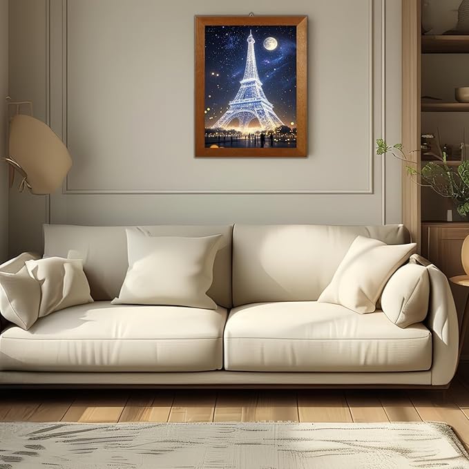 Mosaflare 5D Diamond Painting Kits for Beginners, Eiffel Tower Diamond Art Kits for Adults, DIY Landscape Full Round Drill Paint by Diamonds Dot Gem Art for Adults, Home Wall Decor 12x16 Inch