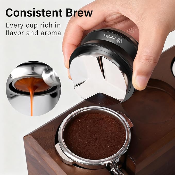 58mm Espresso Tamper, Coffee Distributor and Tamper 304 Stainless Steel Espresso Hand Tamper, Adjustable Depth Espresso Distribution Tool, Professional Espresso Leveler Barista Tools