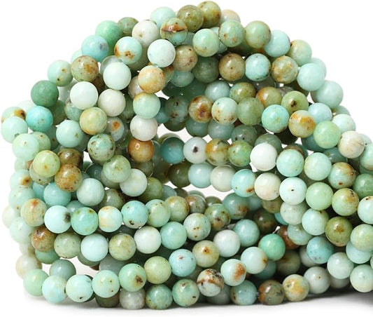 60PCS 6mm Natural Mongolian Turquoise Stone Round Loose Beads for Jewelry Making 1 Strand 15"