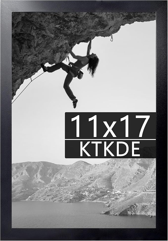 KTKDE 11x17 Picture Frame Black Wooden Shatter Resistant Glass, Rectangle Photo Frame for Photos,Studio Gallery Wall Hanging Posters & Art Prints