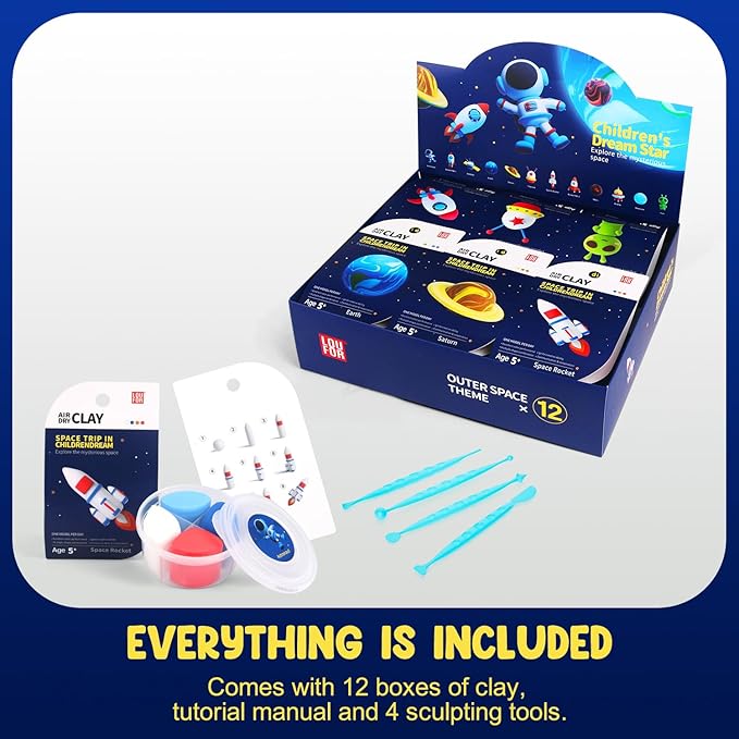Air Dry Clay Kits - Modeling Clay for Kids, Ultra Light & Soft, Safe & Non-Toxic, 12 Boxes DIY Model Magic Clay with Sculpting Tools & Tutorials, Creatible Art Crafts Toys Gifts Boys Girls